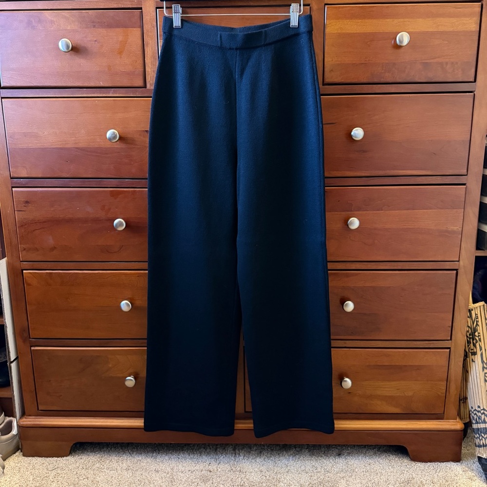 St. John Collection Black Wide-Leg Knit Trousers